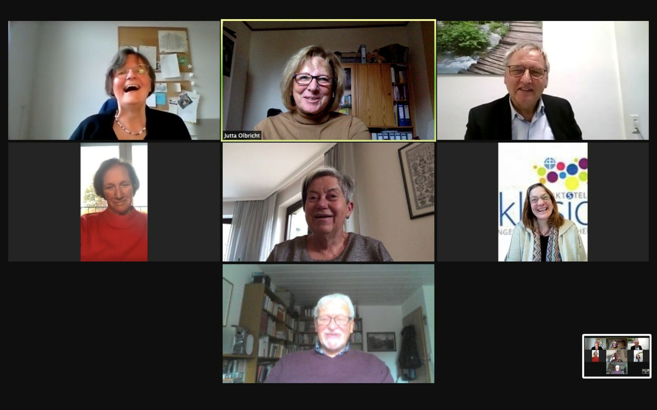 Die Teilnehmerinnen und Teilnehmer an der Videokonferenz zum Thema Ehrenamt und Diakonie