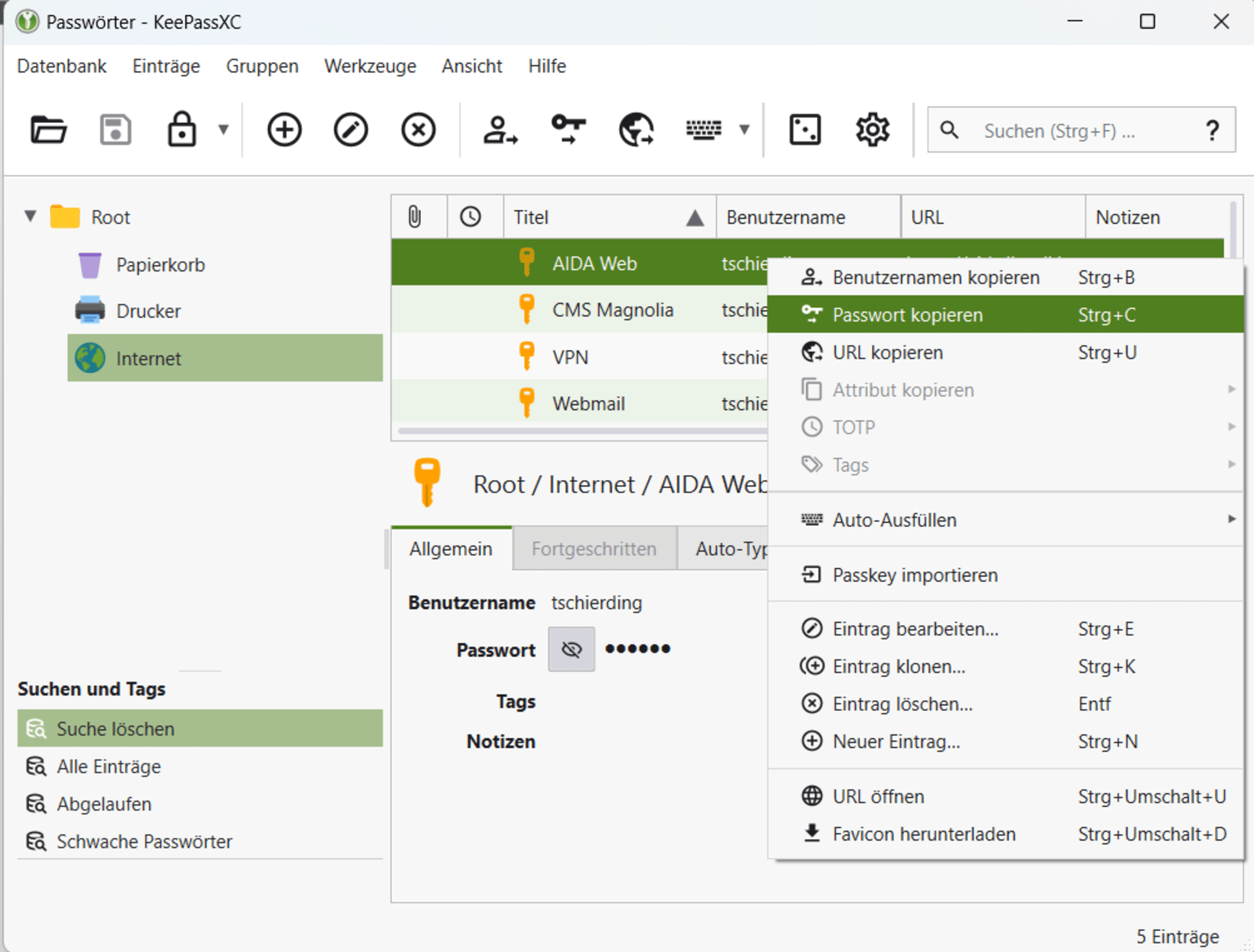 KeepassXC Anwendung