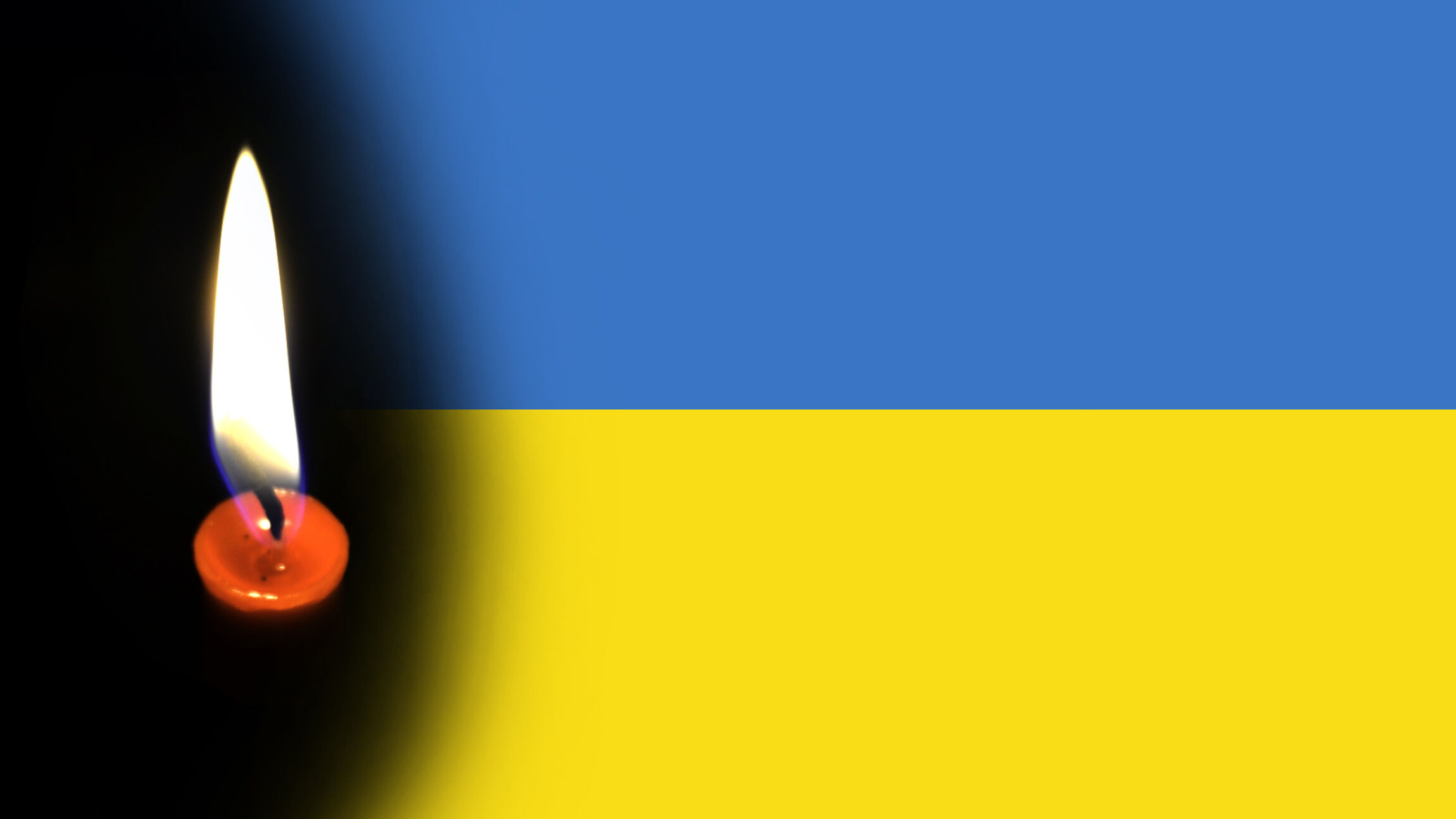 Ukraine Flagge mit Kerze