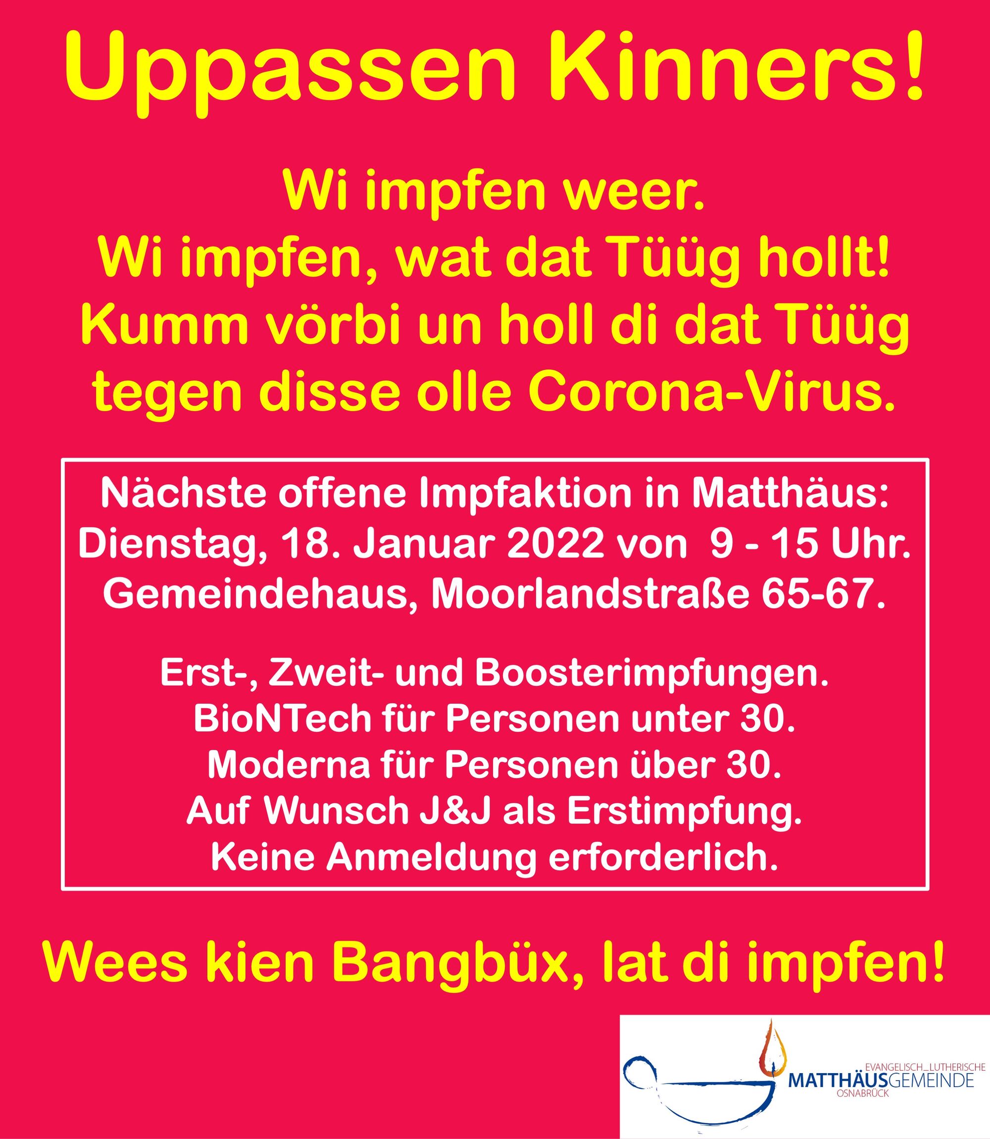 Plakat für die Impfaktion Januar 2022