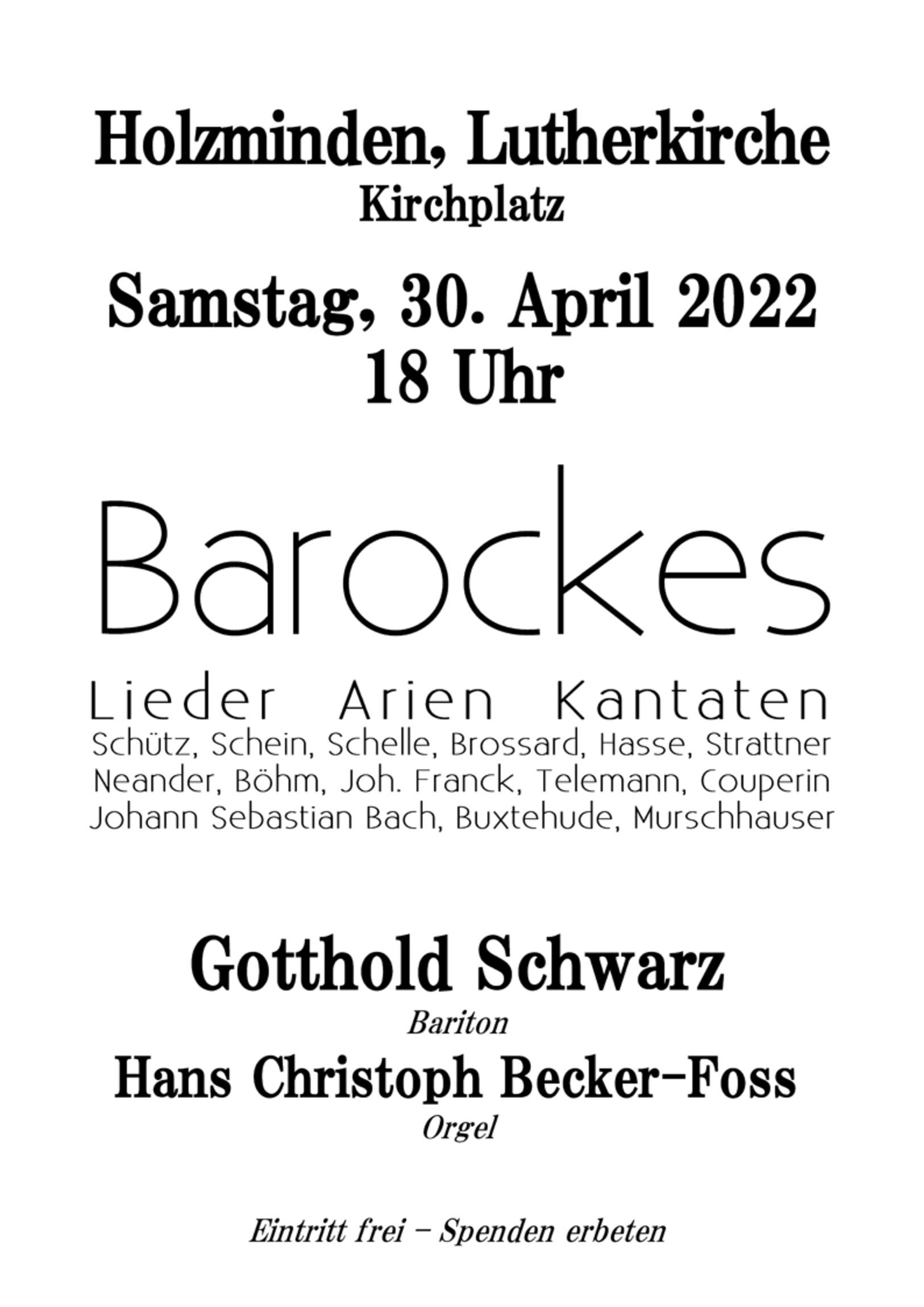 Plakat Konzert 30.04.2022 Luther-Holzminden